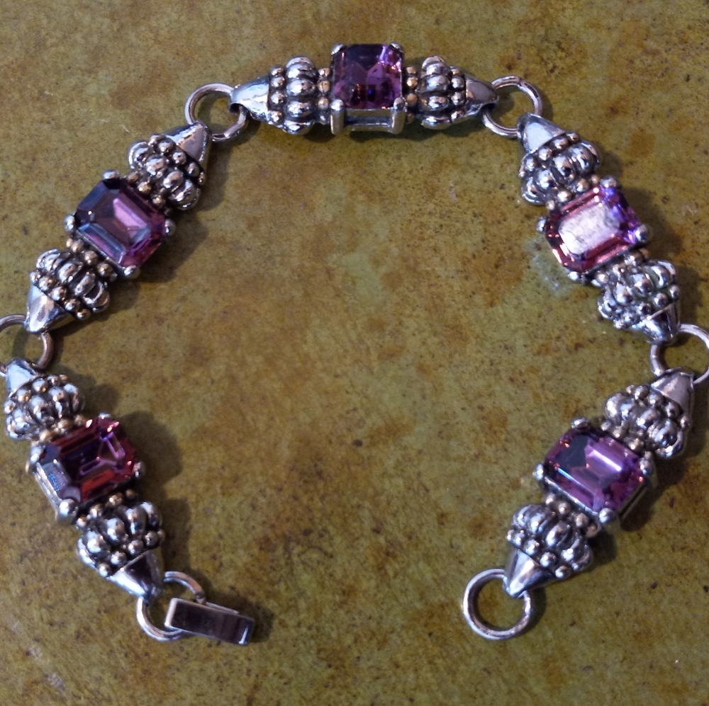 Vintage Purple Rinestone Foilback Bracelet